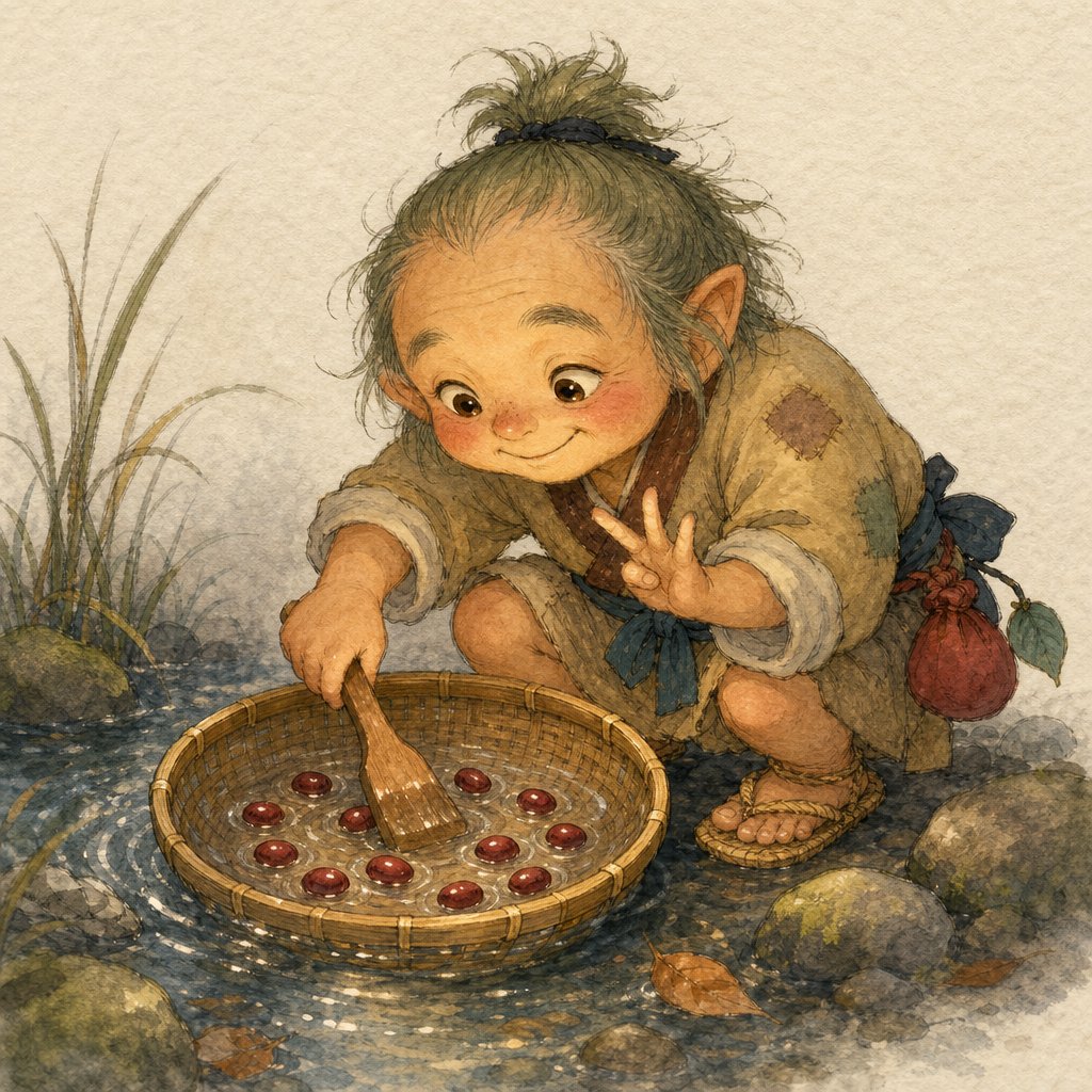 小豆洗いのイラスト