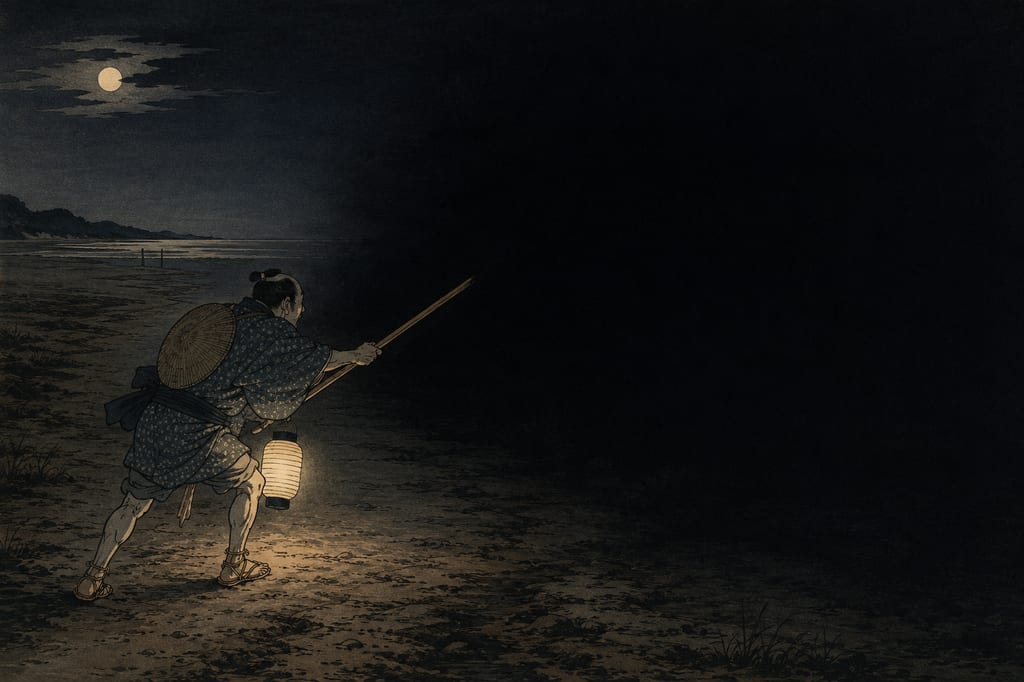 The 'Nurikabe' obstructing the darkness of Onga. This simple supernatural phenomenon, recorded by Kunio Yanagita as folklore from the coastal regions of Onga District, was originally a formless spatial anomaly without eyes or a nose. The helplessness of losing one's way in the endless darkness manifested as an invisible wall blocking a person's path.