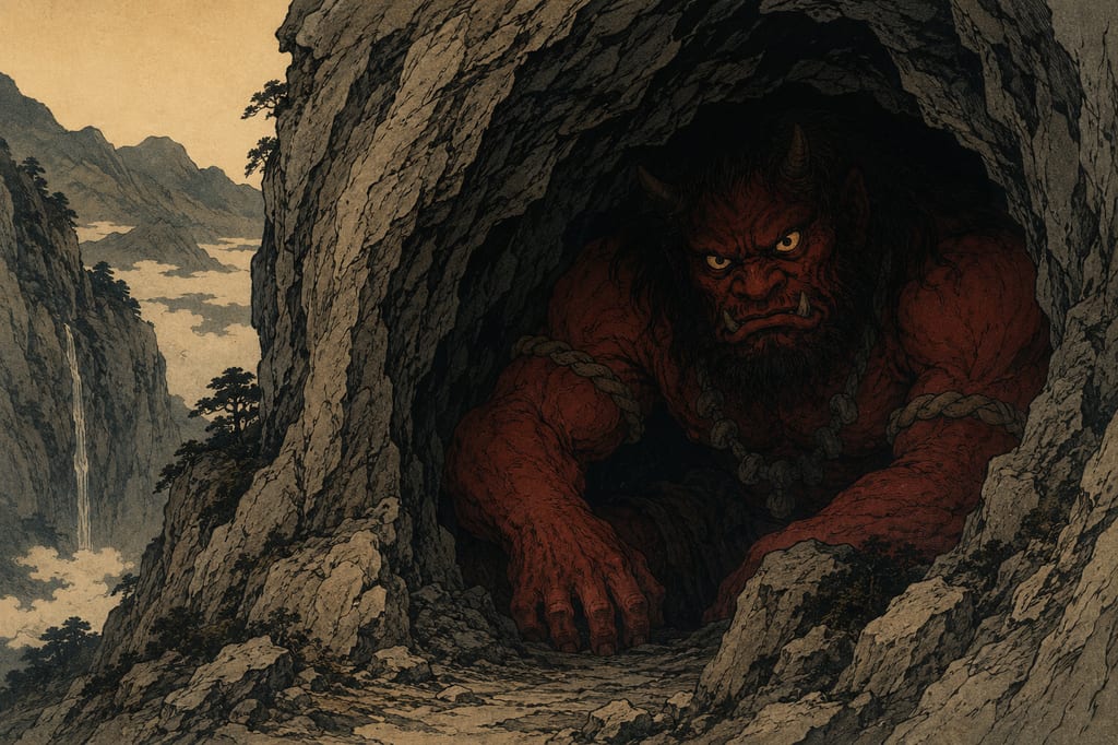 Kihachi, the fierce deity lurking in the rock cave of Mount Futagami. This evil god, said to have been defeated by Emperor Jimmu's older brother Mikeirino-no-Mikoto, is thought to have originally been a powerful local deity spanning Aso and Takachiho. The figure of Kihachi, whose slashed remains were sealed in three separate parts and whose pacification festivals continue to this day, speaks to the depth of indigenous beliefs that could not be fully covered by the myths of the imperial line.