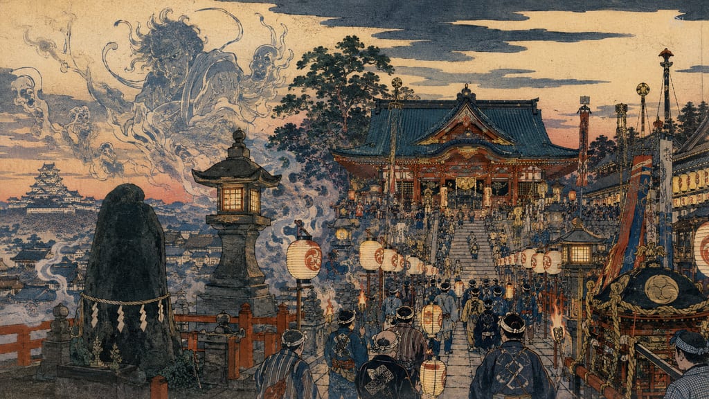 Kanda Myojin integrated Taira no Masakado into the center of Edo's urban protection and festivals.