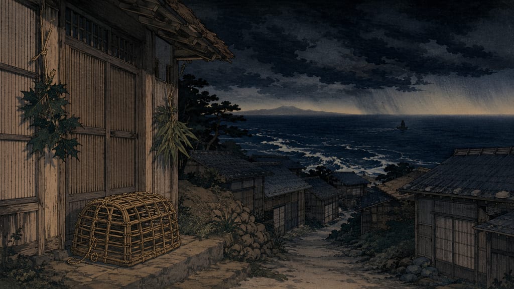 In the Izu Islands, taboos dictate shutting doors and using baskets and leaves to ward off evil on the night of the Kainan Hoshi.