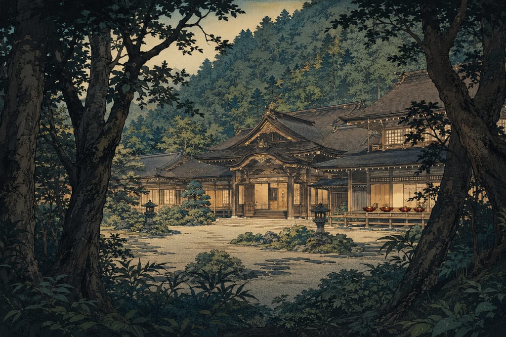 Mayoiga (the lost house), a magnificent, deserted mansion that suddenly appears deep in the mountains. It is said that only to those who return home without greed and without stealing anything, a red bowl will float down the river, granting them inexhaustible wealth.