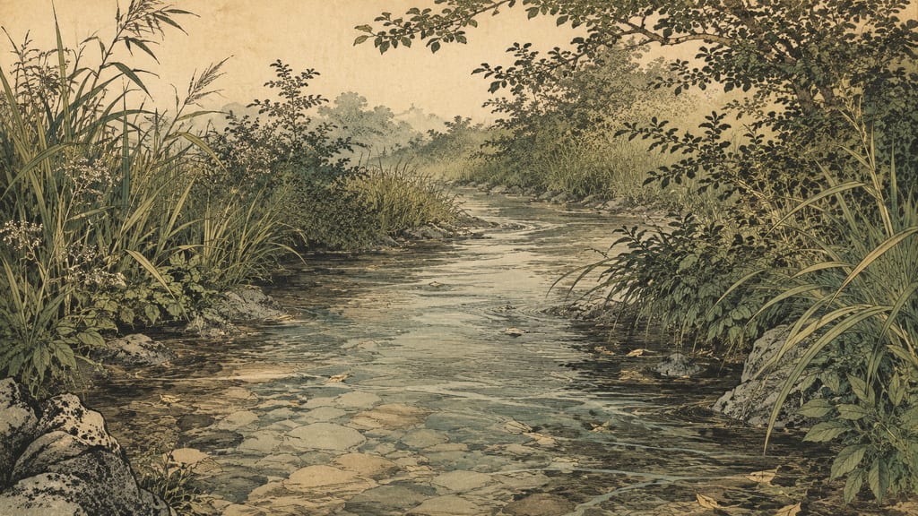 Kappabuchi, flowing behind Jokenji Temple. Unlike the blue kappa of other regions, the kappa of Tono are said to have red faces. The clear stream and dense grove still exude an atmosphere as if yokai are lurking there today.