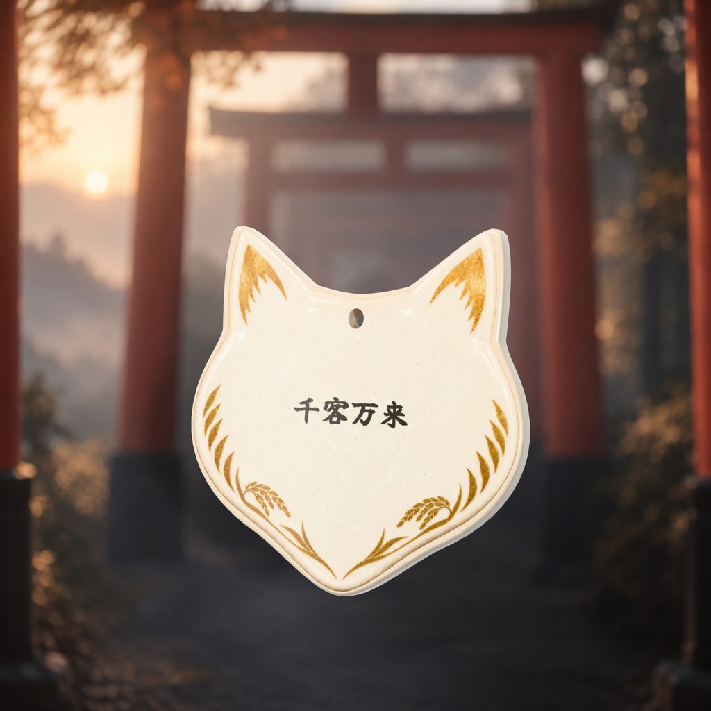 White fox, rice ears ema plaque