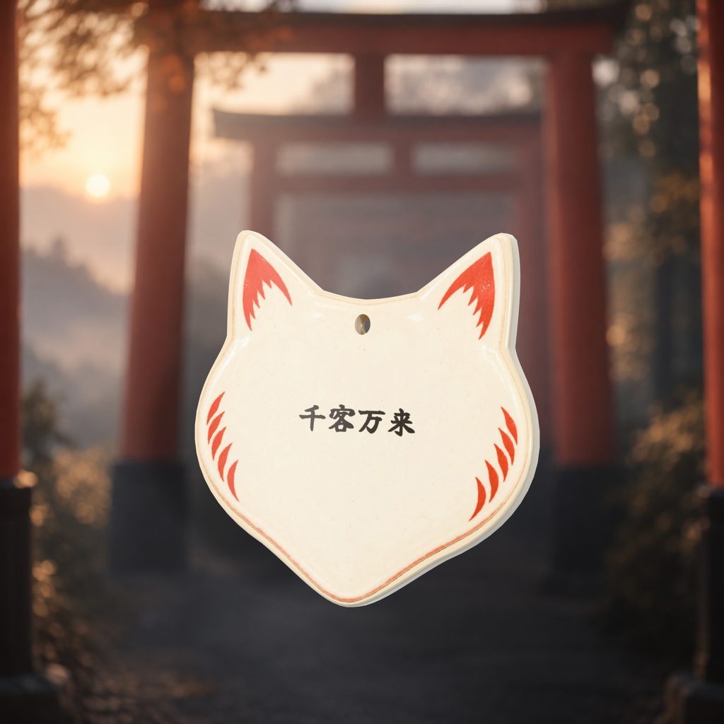 White fox, vermilion ema plaque