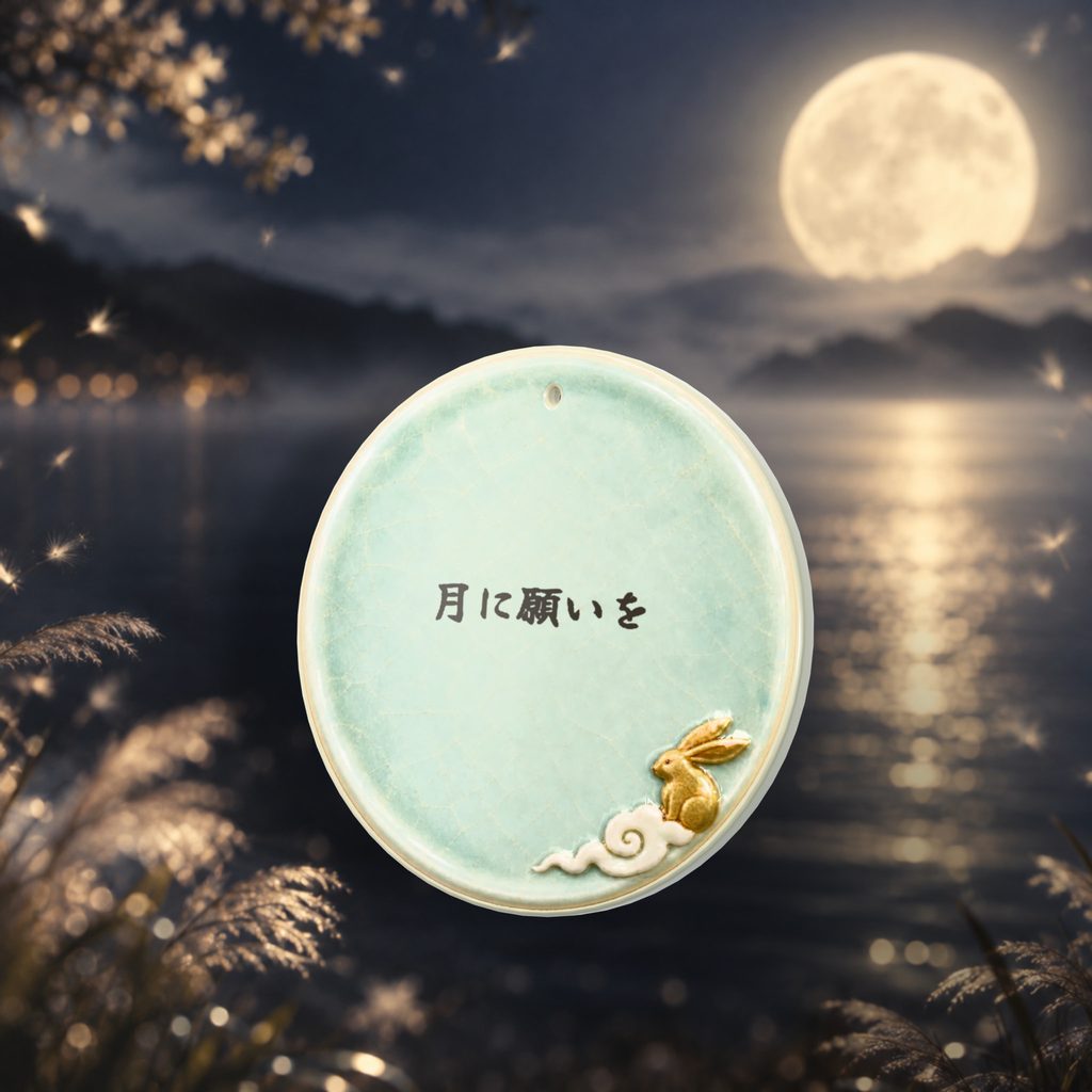 Golden jade rabbit ema plaque