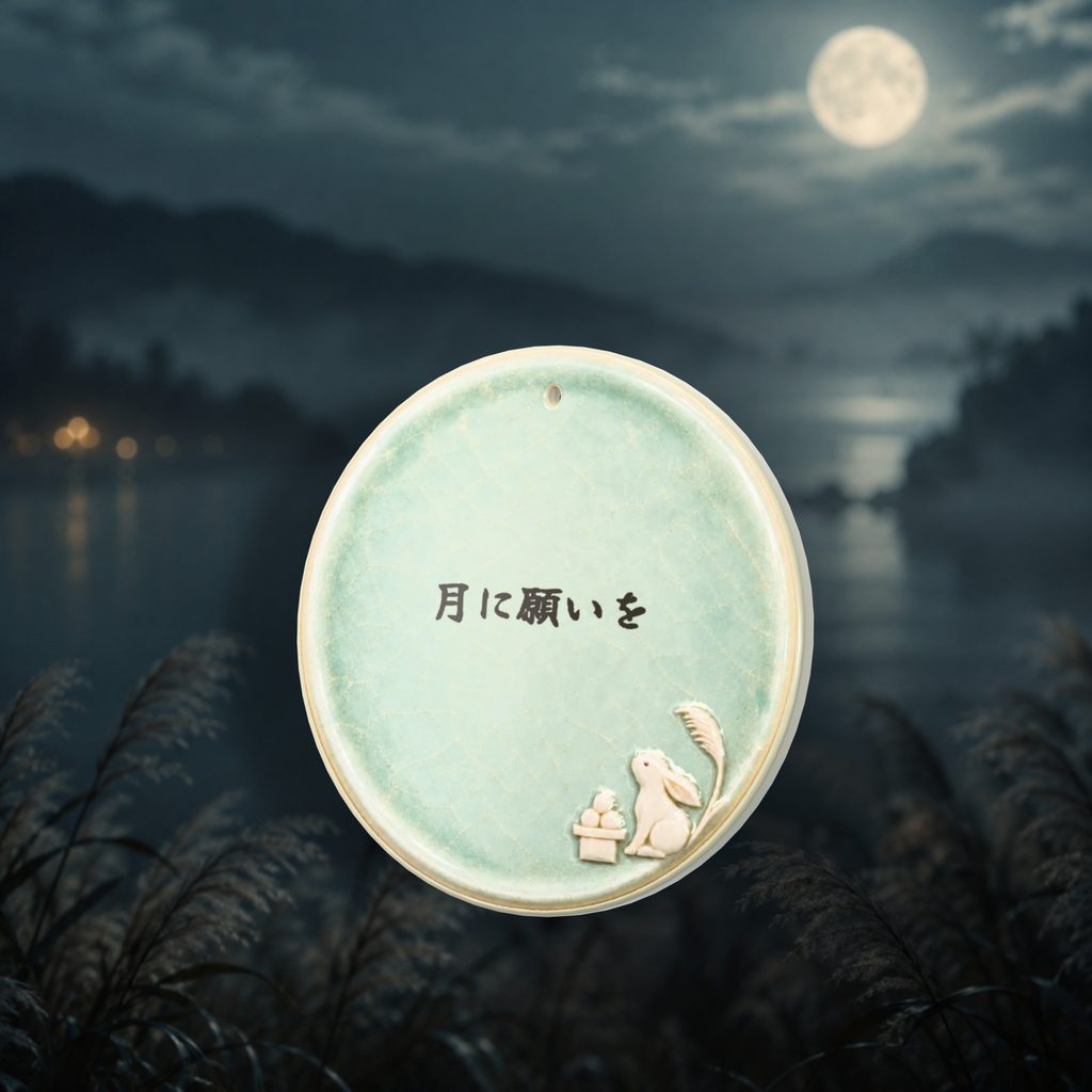 Moon-viewing rabbit ema plaque