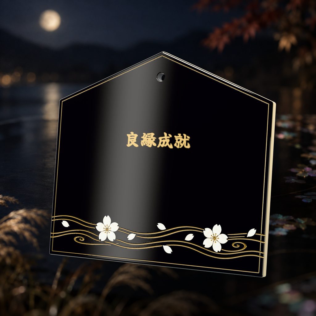Mother-of-pearl: cherry on flowing water ema plaque