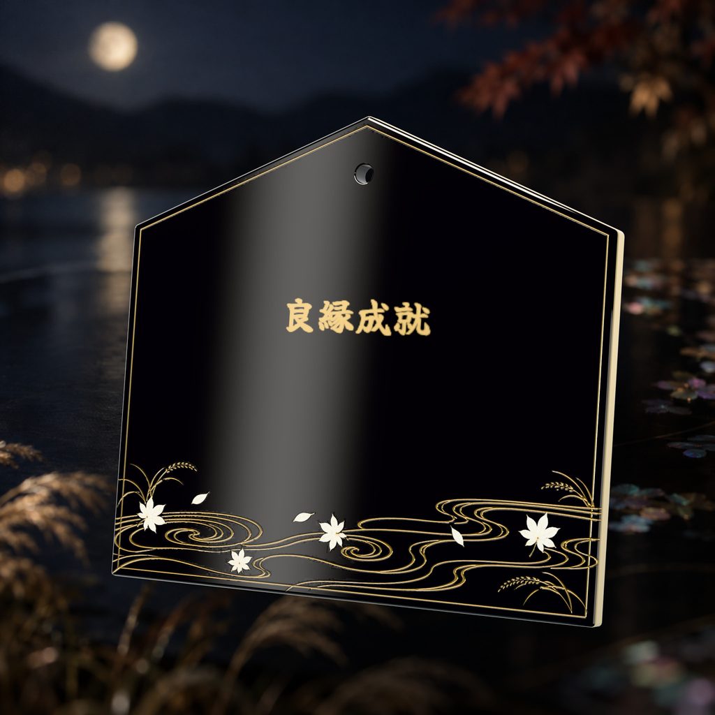 Mother-of-pearl: the Tatsuta River ema plaque