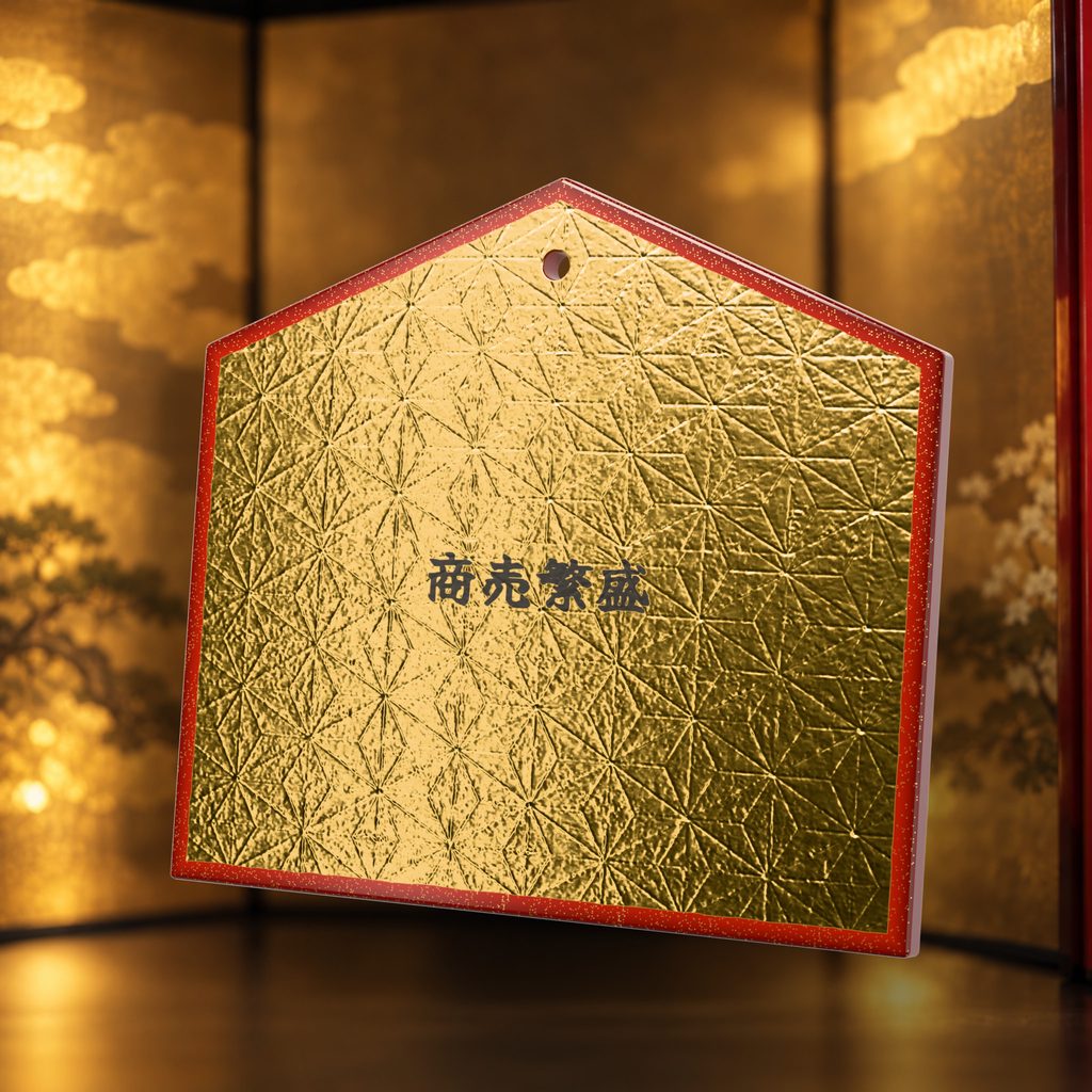 Kirikane hemp-leaf ema plaque