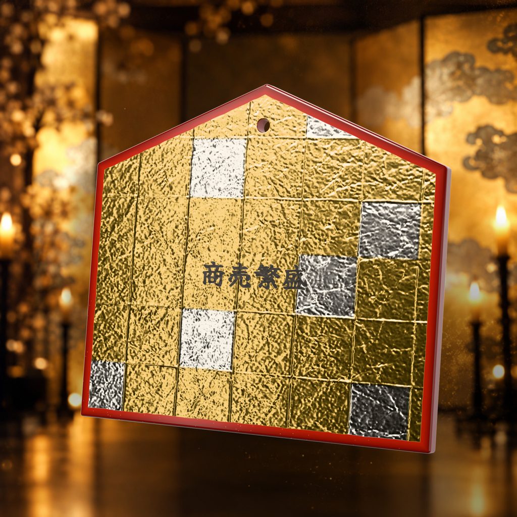 Gold leaf with silver ema plaque