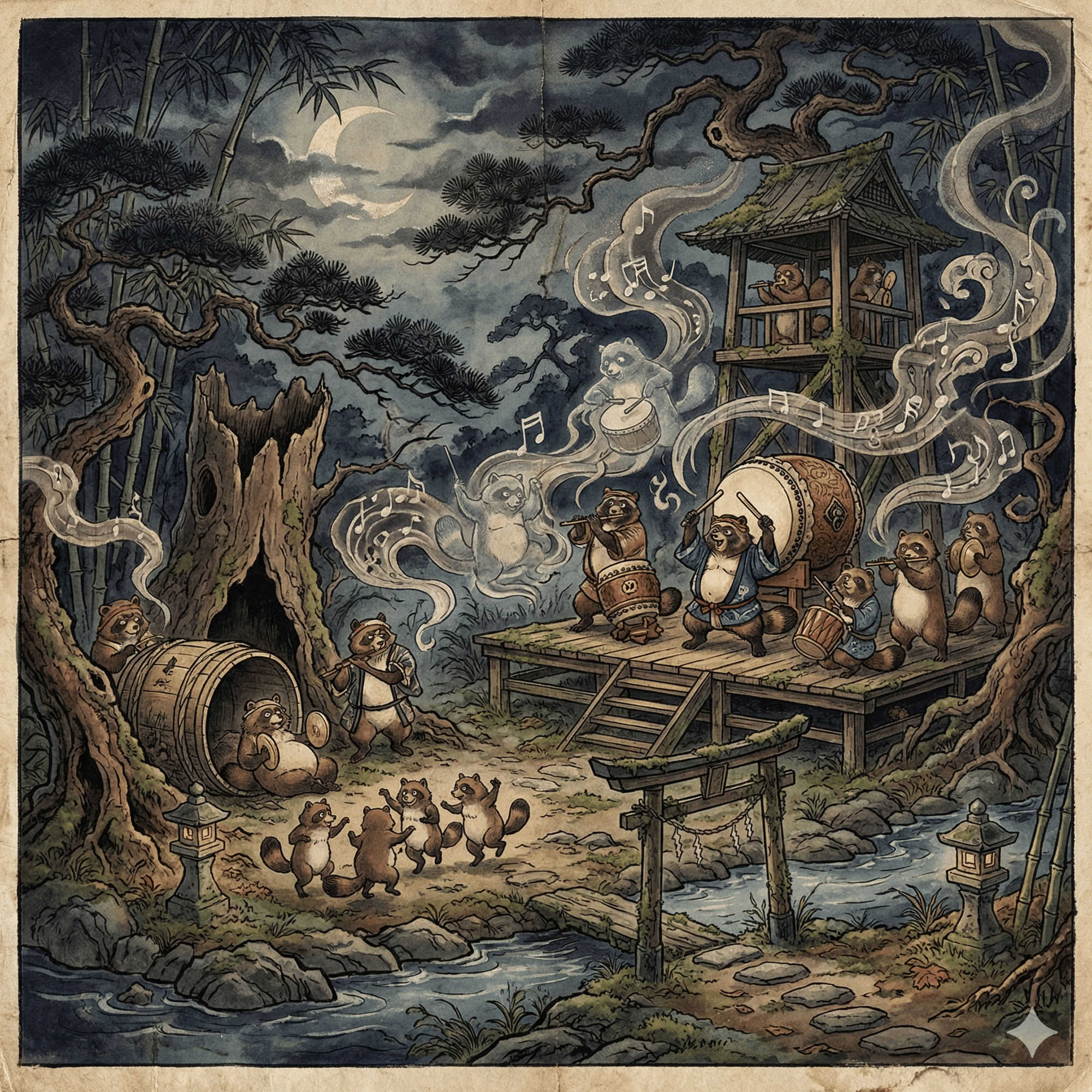 狸囃子のイラスト